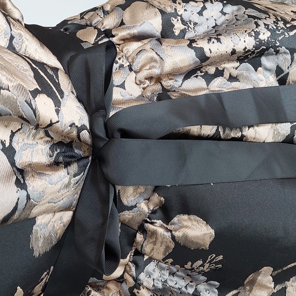 NWOT Donna Ricco black and silver floral brocade midi dress, size 16 - Picture 4 of 12